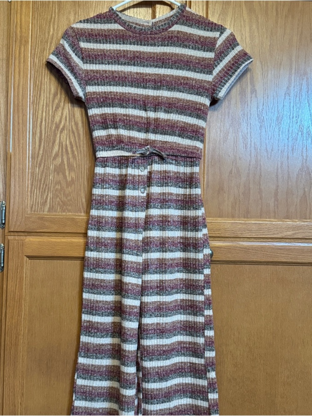 Zara Striped Short-Sleeve Knit Jumper in Rust and Cream